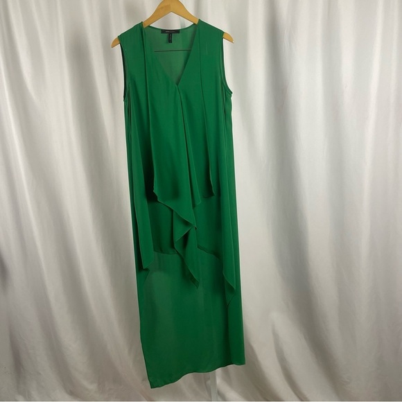BCBGMaxAzria Medium Kelly Green Asymmetrical Green Ruffled Tiered Dress Flowy - Picture 1 of 6